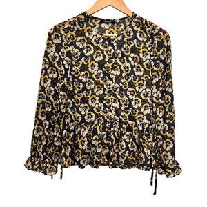 Madewell Blouse Multicolor Floral 100% Polyester Long Sleeve Blouse Top